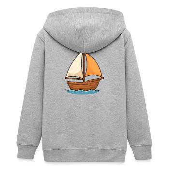 Maritimes Segelschiff Wasserfarben Design - Teenager Organic Kapuzenjacke Mini Cultivator von Stanley/Stella - Grau meliert - Hinten - AI Model Teenager Male light (155cm)
