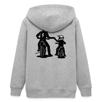 Motocross Vater und Sohn - Teenager Organic Kapuzenjacke Mini Cultivator von Stanley/Stella - Grau meliert - Hinten - AI Model Teenager Male light (155cm)