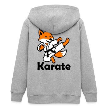 Karate Fuchs - Teenager Organic Kapuzenjacke Mini Cultivator von Stanley/Stella - Grau meliert - Hinten - AI Model Teenager Male light (155cm)