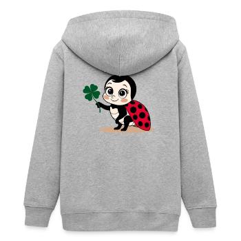 Ladybug trèfle Porte-bonheur Symbole porte-bonheur - Veste à capuche ado bio Stanley/Stella - gris chiné - Dos - AI Model Teenager Male light (155cm)
