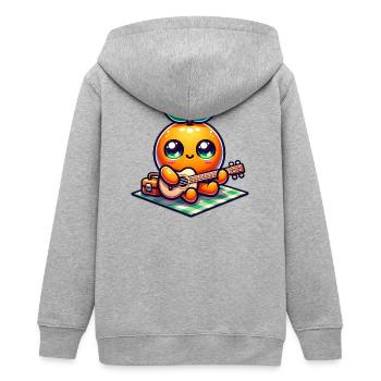 Süße Orange Mit Ukulele Beim Picknick - Teenager Organic Kapuzenjacke Mini Cultivator von Stanley/Stella - Grau meliert - Hinten - AI Model Teenager Male light (155cm)