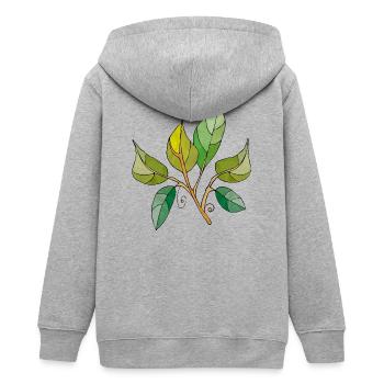 feuilles - Veste à capuche ado bio Stanley/Stella - gris chiné - Dos - AI Model Teenager Male light (155cm)