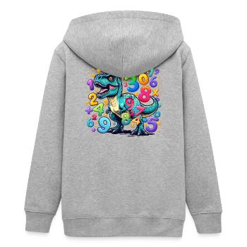 Zahlentag: Lebhafter Dinosaurier mit Zahlenchaos - Teenager Organic Kapuzenjacke Mini Cultivator von Stanley/Stella - Grau meliert - Hinten - AI Model Teenager Male light (155cm)