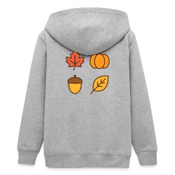 Herbstlaub und Kürbis Thema - Teenager Organic Kapuzenjacke Mini Cultivator von Stanley/Stella - Grau meliert - Hinten - AI Model Teenager Male light (155cm)