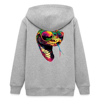 snake, python, cobra, rattlesnake, snakes - Teens Organic Zip-up Hoodie by Stanley/Stella - heather grey - Back - AI Model Teenager Male light (155cm)