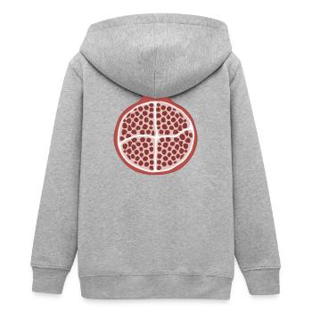 Granatapfel-Scheibe - Teenager Organic Kapuzenjacke Mini Cultivator von Stanley/Stella - Grau meliert - Hinten - AI Model Teenager Male light (155cm)