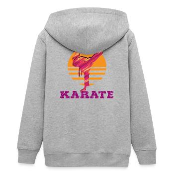 Karate Sonnenuntergang Silhouette - Teenager Organic Kapuzenjacke Mini Cultivator von Stanley/Stella - Grau meliert - Hinten - AI Model Teenager Male light (155cm)