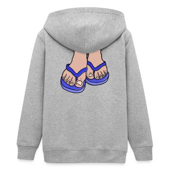 Blaue Flip Flop Füße - Teenager Organic Kapuzenjacke Mini Cultivator von Stanley/Stella - Grau meliert - Hinten - AI Model Teenager Male light (155cm)