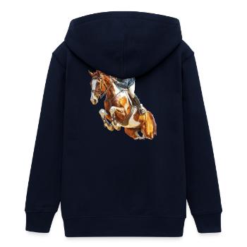 Galloping rider in leap - Teens Organic Zip-up Hoodie by Stanley/Stella - navy - Back - AI Model Teenager Male light (155cm)