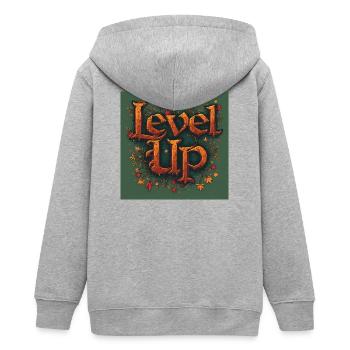 Level Up - Teens Organic Zip-up Hoodie by Stanley/Stella - heather grey - Back - AI Model Teenager Male light (155cm)