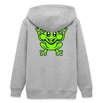 Frog Toad Laughs Funny Jumping Happy Comic - Teens Organic Zip-up Hoodie by Stanley/Stella - heather grey - Back - AI Model Teenager Male light (155cm)
