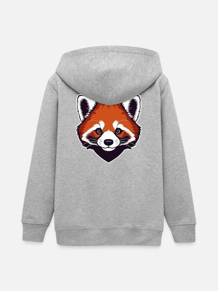 Roter Panda (Kopf) - Teenager Organic Kapuzenjacke Mini Cultivator von Stanley/Stella - Grau meliert