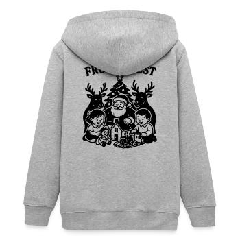 Frohes Fest Weihnachten Kinder Bescherung - Teenager Organic Kapuzenjacke Mini Cultivator von Stanley/Stella - Grau meliert - Hinten - AI Model Teenager Male light (155cm)