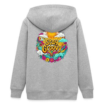 Rétro psychédélique - Veste à capuche ado bio Stanley/Stella - gris chiné - Dos - AI Model Teenager Male light (155cm)