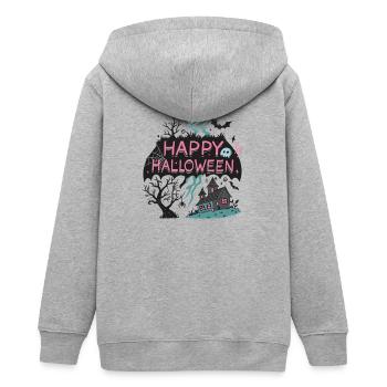 Halloween Neon Fantasy - Teens Organic Zip-up Hoodie by Stanley/Stella - heather grey - Back - AI Model Teenager Male light (155cm)