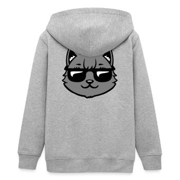 Katze Graue Sonnenbrille Cool Lässig Style Blick - Teenager Organic Kapuzenjacke Mini Cultivator von Stanley/Stella - Grau meliert - Hinten - AI Model Teenager Male light (155cm)