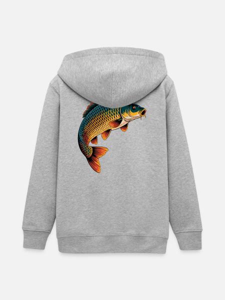 Springender Karpfen - Teenager Organic Kapuzenjacke Mini Cultivator von Stanley/Stella - Grau meliert