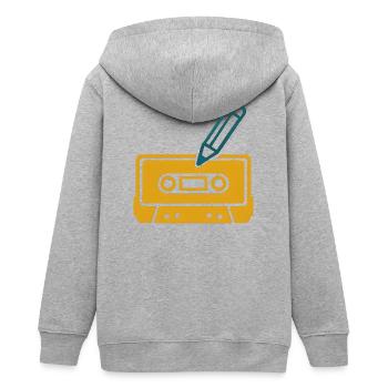 Retro Bleistift Kassette - Teenager Organic Kapuzenjacke Mini Cultivator von Stanley/Stella - Grau meliert - Hinten - AI Model Teenager Male light (155cm)