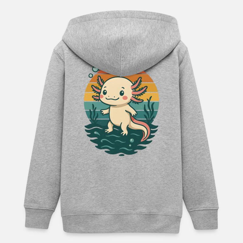 Mignon Retro Axolotl - Veste à capuche ado bio Stanley/Stella - gris chiné