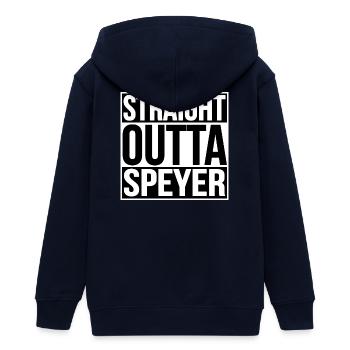 Straight Outta Speyer - Teenager Organic Kapuzenjacke Mini Cultivator von Stanley/Stella - Navy - Hinten - AI Model Teenager Male light (155cm)
