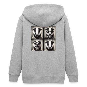 Badger Sonnenbrille Collage - Teenager Organic Kapuzenjacke Mini Cultivator von Stanley/Stella - Grau meliert - Hinten - AI Model Teenager Male light (155cm)