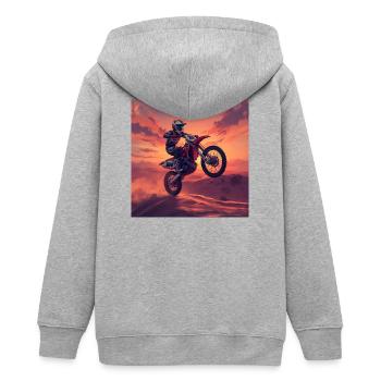 Sonnenuntergang Motocross Sprung - Teenager Organic Kapuzenjacke Mini Cultivator von Stanley/Stella - Grau meliert - Hinten - AI Model Teenager Male light (155cm)
