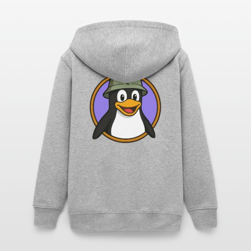 Tux Linux + GNU Hat Teens Organic Zip-up Hoodie by Stanley/Stella