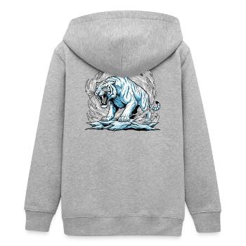 Der gefrorene Tiger im Golf - Teenager Organic Kapuzenjacke Mini Cultivator von Stanley/Stella - Grau meliert - Hinten - AI Model Teenager Male light (155cm)