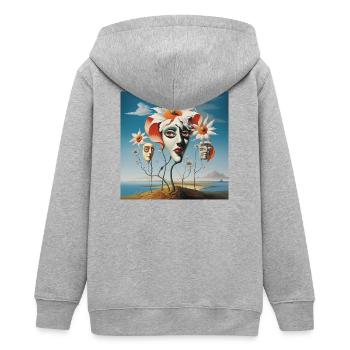 Blütenmasken Traum - Teenager Organic Kapuzenjacke Mini Cultivator von Stanley/Stella - Grau meliert - Hinten - AI Model Teenager Male light (155cm)