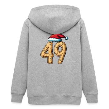 49 Number Biscuit Christmas - Teens Organic Zip-up Hoodie by Stanley/Stella - heather grey - Back - AI Model Teenager Male light (155cm)