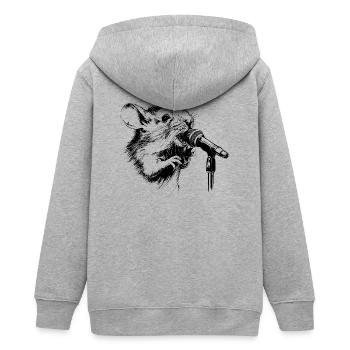 singende Maus - Teenager Organic Kapuzenjacke Mini Cultivator von Stanley/Stella - Grau meliert - Hinten - AI Model Teenager Male light (155cm)