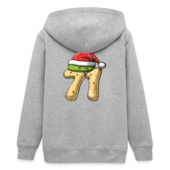 71 Number Biscuit Christmas - Teens Organic Zip-up Hoodie by Stanley/Stella - heather grey - Back - AI Model Teenager Male light (155cm)