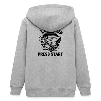 Mise à niveau Appuyer sur Start Retro - Veste à capuche ado bio Stanley/Stella - gris chiné - Dos - AI Model Teenager Male light (155cm)