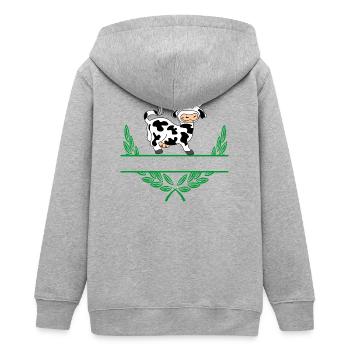 Kuh-Lorbeerkranz mit Namensraum - Teenager Organic Kapuzenjacke Mini Cultivator von Stanley/Stella - Grau meliert - Hinten - AI Model Teenager Male light (155cm)