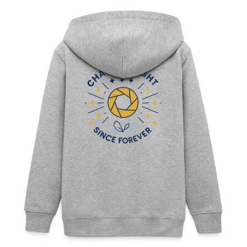 Lichtjäger Seit Ewigkeiten - Teenager Organic Kapuzenjacke Mini Cultivator von Stanley/Stella - Grau meliert - Hinten - AI Model Teenager Male light (155cm)