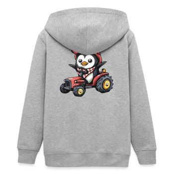 Pinguin Traktor Farmer - Teenager Organic Kapuzenjacke Mini Cultivator von Stanley/Stella - Grau meliert - Hinten - AI Model Teenager Male light (155cm)