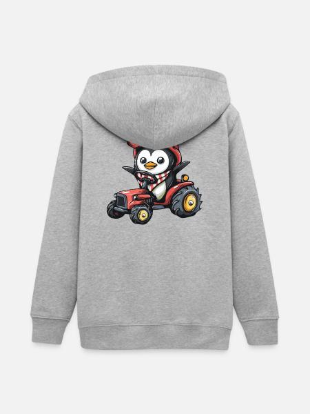 Pinguin Traktor Farmer - Teenager Organic Kapuzenjacke Mini Cultivator von Stanley/Stella - Grau meliert