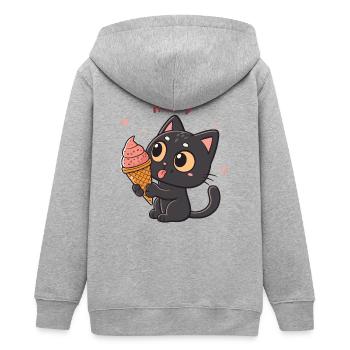 Chat gourmand et cornet glacé - Teens Organic Zip-up Hoodie by Stanley/Stella - heather grey - Back - AI Model Teenager Male light (155cm)