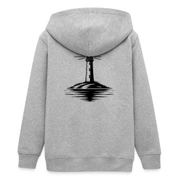 Lumières allumées, départ en tempête - Lighthouse Stories - Veste à capuche ado bio Stanley/Stella - gris chiné - Dos - AI Model Teenager Male light (155cm)