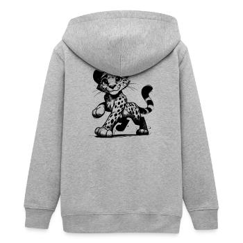 Cute leopard most beautiful predator of the savannah - Teens Organic Zip-up Hoodie by Stanley/Stella - heather grey - Back - AI Model Teenager Male light (155cm)