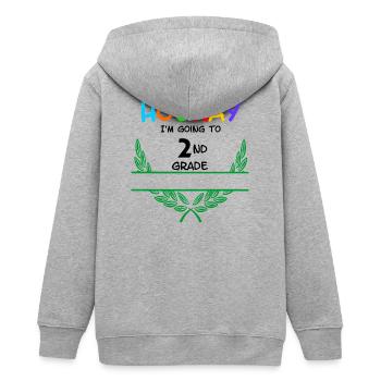 Hurra, ich gehe in die zweite Klasse – Namensraum** - Teenager Organic Kapuzenjacke Mini Cultivator von Stanley/Stella - Grau meliert - Hinten - AI Model Teenager Male light (155cm)