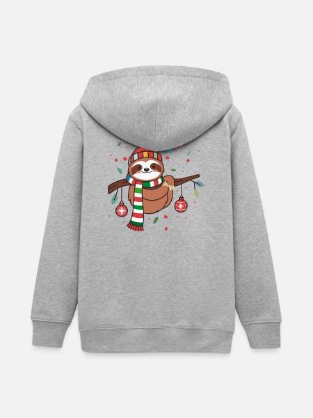Niedliches Weihnachtsfaultier mit Wintermütze - Teenager Organic Kapuzenjacke Mini Cultivator von Stanley/Stella - Grau meliert