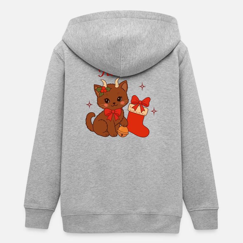 Chat Taureau Noël : Chat taureau mignon - Veste à capuche ado bio Stanley/Stella - gris chiné