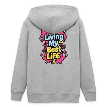 Living My Best Life – Streetwear-Pop-Ästhetik - Teenager Organic Kapuzenjacke Mini Cultivator von Stanley/Stella - Grau meliert - Hinten - AI Model Teenager Male light (155cm)