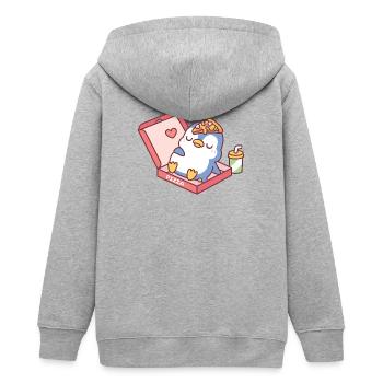 Süßer blauer Pinguin vom Pizzaessen lustig - Teenager Organic Kapuzenjacke Mini Cultivator von Stanley/Stella - Grau meliert - Hinten - AI Model Teenager Male light (155cm)