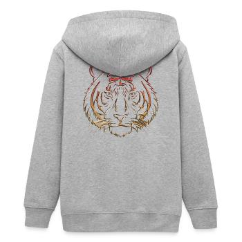 Metallischer Tiger Chrom rotorange - Teenager Organic Kapuzenjacke Mini Cultivator von Stanley/Stella - Grau meliert - Hinten - AI Model Teenager Male light (155cm)