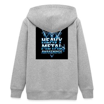 Heavy Metal Awakenings Schädelgitarre - Teenager Organic Kapuzenjacke Mini Cultivator von Stanley/Stella - Grau meliert - Hinten - AI Model Teenager Male light (155cm)