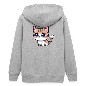 Kawaii Tabby-Kätzchen Großäugig - Teenager Organic Kapuzenjacke Mini Cultivator von Stanley/Stella - Grau meliert - Hinten - AI Model Teenager Male light (155cm)