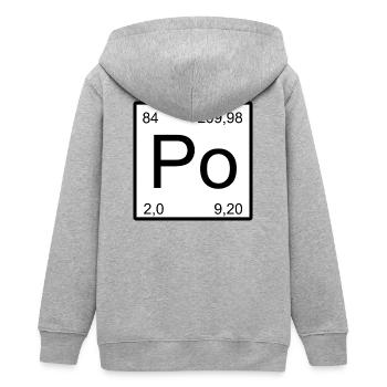 Polonium Po Element Design Periodentafel - Teenager Organic Kapuzenjacke Mini Cultivator von Stanley/Stella - Grau meliert - Hinten - AI Model Teenager Male light (155cm)