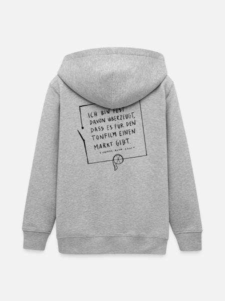 Thomas Edison Circuit - Teens Organic Zip-up Hoodie by Stanley/Stella - heather grey